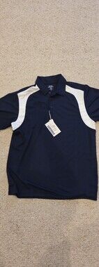 Men's Navy Polo with White Shoulder Panels